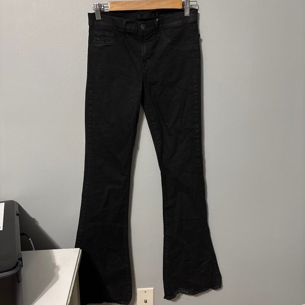 J. Brand jeans women’s size 6 size 27 black wax feel dry clean Flare